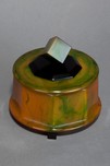 Great Catalin Box with Cube Finial in Green Swirled + Black