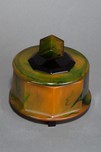 Great Catalin Box with Cube Finial in Green Swirled + Black