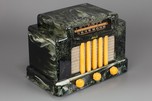 Addison 5 Courthouse Catalin Radio in Highly Marbleized Dark Green + Yellow