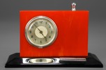 Striking Red and Black Catalin Deco Clock Lighter Combo