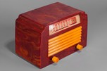 DeWald Catalin Radio A-502 ’Step-Top” in Oxblood with Yellow Insert Grill