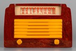 DeWald Catalin Radio A-502 ’Step-Top” in Oxblood with Yellow Insert Grill