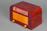 DeWald Catalin Radio A-502 ’Step-Top” in Oxblood with Yellow Insert Grill