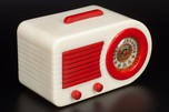 Rare FADA 1000 Insert Grill ’Bullet’ Catalin Radio Alabaster + Red