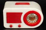 Rare FADA 1000 Insert Grill ’Bullet’ Catalin Radio Alabaster + Red