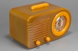 FADA 116 Catalin ’Euro Bullet’ Radio in Onyx Green + Yellow - Export Model