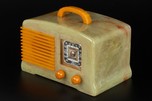 Fada Model 136 Catalin Radio in Highly Marbleized Onyx Green + Yellow Trim