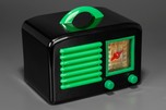 General Television Radio in Jet Black Bakelite + Bright Kelly Green Trim